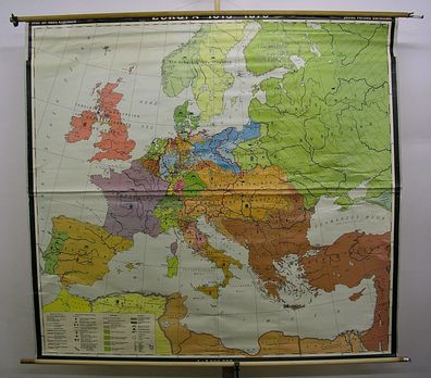 Wandkarte Europakarte Deutscher Bund 1815-1870 203x187cm 1975 vintage wall map