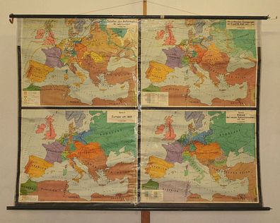 Wandkarte Geschichte Europas 16-19. Jh. century 204x156 1957 european history map