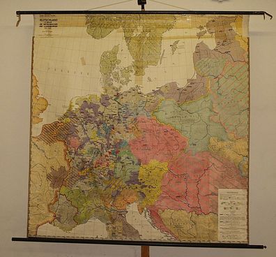 Wandkarte Deutschland im Mittelalter 1273-1437 186x191cm vintage middle age map
