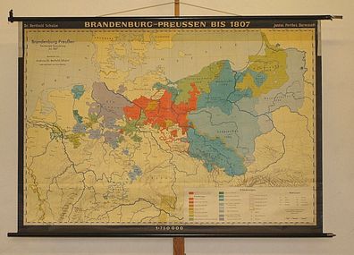 Wandkarte Brandenburg Geschichte Königreich Preussen b.1807 191x133 1961 Prussia