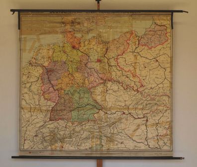 Wandkarte Deutschland Deutsch-Österreich.. 1955 196x183 vintage greater germany