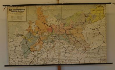 Wandkarte Brandenburg-Preussen 211x129cm 1900 vintage prussian history wall map