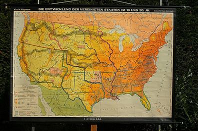 Wandkarte Amerika Entwicklung top 194x135 America vintage USA expansion map 1968