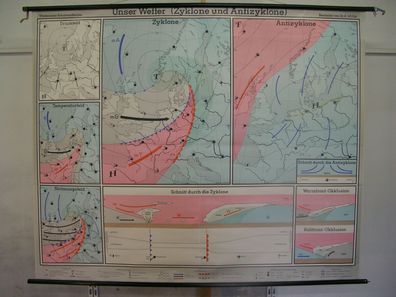 Wandkarte Wandbild Wetterkunde Wetterdienst 210x172cm vintage weather wall chart