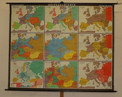 Wandkarte Zeitgeschichte 206x169cm 1960 vintage european heritage map 1910-1950