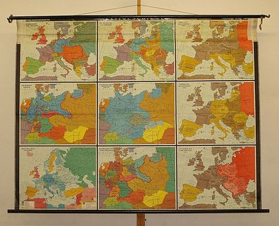 Wandkarte Zeitgeschichte 207x163cm 1955 vintage european heritage map 1914-1955