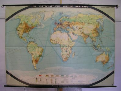 Wandkarte Weltkarte Weltwirtschaft 224x164 1959 vintage world economy map chart