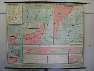 Wandkarte Wandbild Wetterkunde Wetterdienst 211x172 vintage weather wall chart