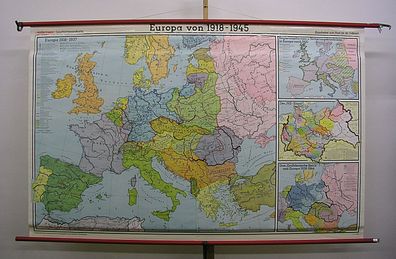 Wandkarte Europa 1918-1945 209x132cm 1981 vintage european WWII school wall map