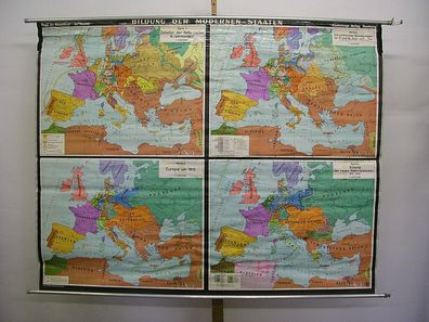 Wandkarte Europa nach Mittelalter 16-19. Jh. 204x161cm 1955 vintage history map