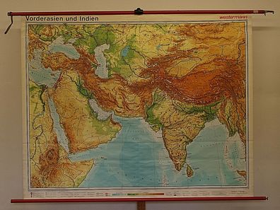 Wandkarte Indien Arabien Türkei 195x155cm 1976 Southwest Asia map Middle East