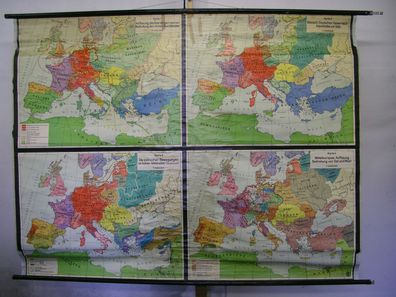 Schulwandkarte alte Wandkarte Bildung Verfall Deutsches Reiches 204x157cm 1958