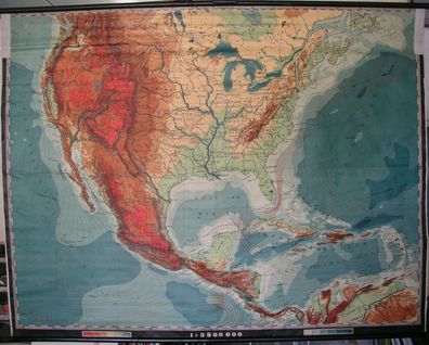 Schulwandkarte Karte Mexiko map Vereinigte Staaten United States 200x153cm 1943