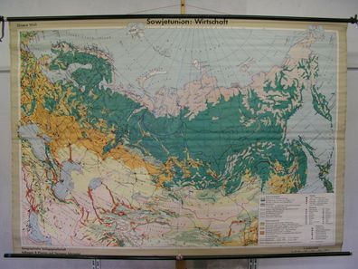 Schulwandkarte Karte Wandkarte map Wirtschaft Russland Russia economy 232x160cm