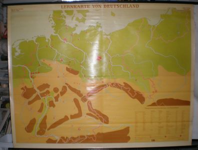 Schulwandkarte Deutschland 600T Gre1937 Germany 208x162cm 1965 vintage map card