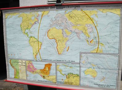 Schulwandkarte Erde Earth Monde Welt World 203x134 vintage wall map chart 1960