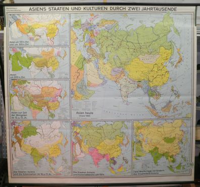 Schulwandkarte map Asien Asia Kulturen 2000 Jahre historisch Wandkarte 210x195c