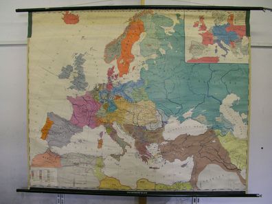 Schulwandkarte map Europa Europe 19 Jh. century 3Mio, 190x155cm 1956 Schulkarte