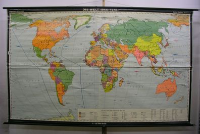 Schulwandkarte schöne alte Weltkarte 1945-1975 269x166c vintage world map 1975