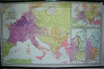 Schulwandkarte map Karl der Grosse 768-814 Kaiser Papst Franken 206x129cm 2Mio
