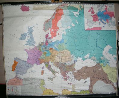 Schulwandkarte map Europa Europe 19 Jh. century 3Mio, 190x158c alte Schulkarte