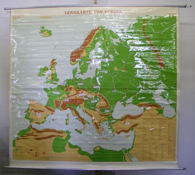 Schulwandkarte schöne alte Lernkarte Europa Europe 202x190cm 1977 vintage map