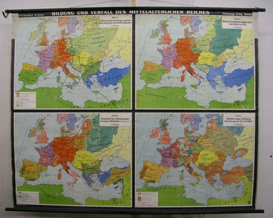 Schulwandkarte map Bildung Verfall Deutsches Reich 4,5Mio 204x164c Wandkarte