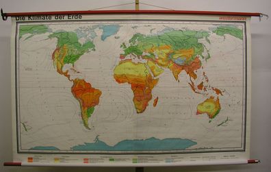 Schulwandkarte Wandkarte wall map Erde Earth Monde climate 18Mio 202x123cm 1978