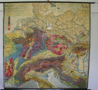 Schulwandkarte wunderschöne alte Europakarte Geologie 196x196 vintage map 1951