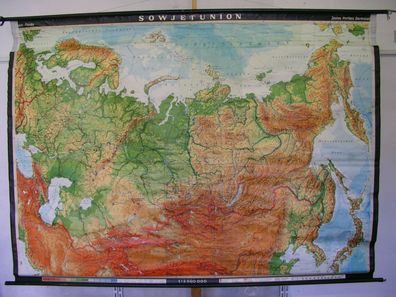 Schulwandkarte Wandkarte map Karte Russia Russland 1973 Soviet Union 246x180cm