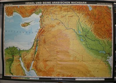 Wandkarte Israel Syrien Jordanien Antalya Irak Kuweit Zypern Kairo 195x134 1988