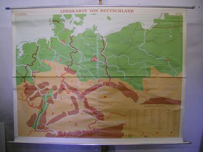 Wandkarte Rollkarte Deutschland BRD DDR Osten 1973 Berlin Gebirge210x163 vintage