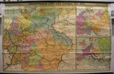 Schulwandkarte Wandkarte Deutschland 1789 750T Europa 1815 2,5M 6M 206x132 1953