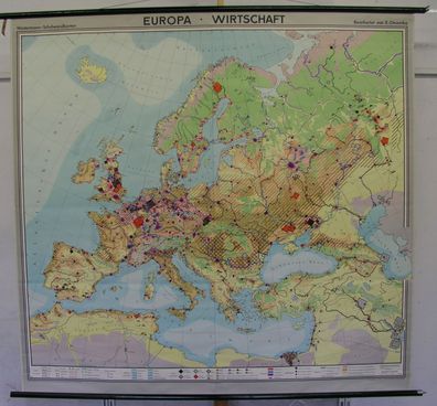 Schulwandkarte Wandkarte Karte Europa Wirtschaft Europe 1963 3Mio 195x185cm map