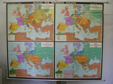 Schulwandkarte Wandkarte Europäische Land Europa nach Mittelalter 204x162 1955