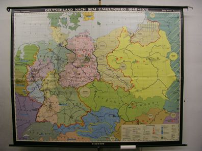 Schulwandkarte Wandkarte Deutschland Germany 1945-1975 after war nach WK 241x193