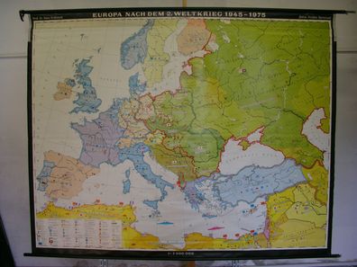 Schulwandkarte Wandkarte Europa 1945-1975 Europe after WWII Germany 244x195 1975