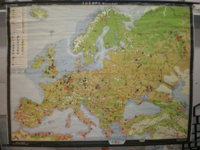 Schulwandkarte Wandkarte Europa Wirtschaft Europe economy 1950er 2,5Mi 219x164cm