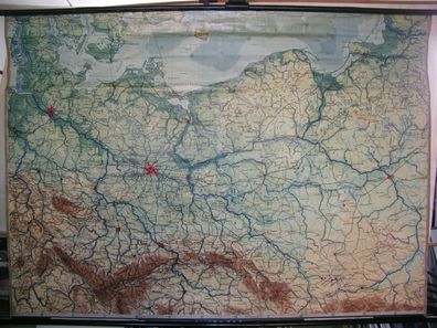 Schulwandkarte Wandkarte Karte NO- Deutschland Schlesien Preussen 205x147cm 1942