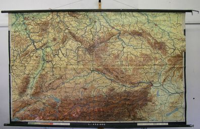 Schulwandkarte Wandkarte map Karte 216x162 Deutsche Mittelgebirge Germany 1944