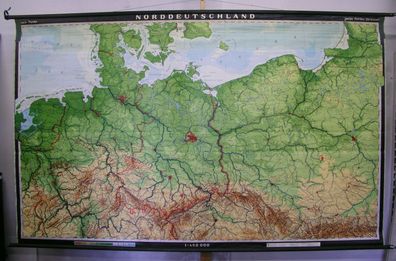 Schulwandkarte Wandkarte Schulkarte Alte Karte Norden Deutschland 270x166cm 1973