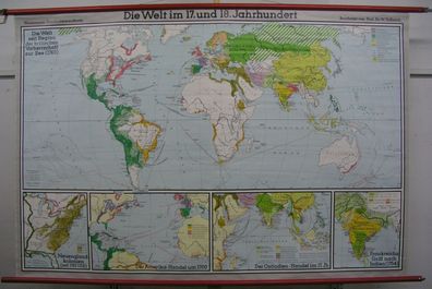 Schulwandkarte Weltgeschichte Weltkarte 201x134 1975 vintage history wall map