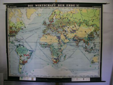 Schulwandkarte Weltkarte Weltwirtschaft 1 von 2 222x175 vintage world map 1957