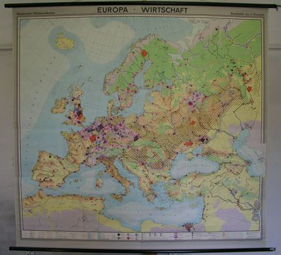 Schulwandkarte Wandkarte Karte Europa Wirtschaft Europe 1966 3Mio 195x184cm top