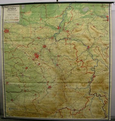 Schulwandkarte Wandkarte wall map card Karte Detmold Weser Weserbergland 203x214