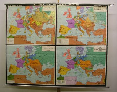 Schulwandkarte Wandkarte Geschichte Europas moderne Staatenbildung 204x162 1959