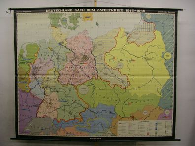 Schulwandkarte Wandkarte Deutschland Germany 1945-1965 after war nach WK 243x192