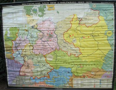 Schulwandkarte Wandkarte Deutschland Germany 1945-1970 nach 2. WK 240x188cm