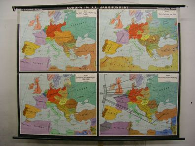 Schulwandkarte Wandkarte Karte Europa 20. Jahrhundert Europe century map 204x163