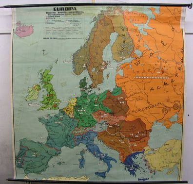 Schulwandkarte Wandkarte Kind Europa Staaten Bevölkerung Wirtschaft 2Mi 190x192